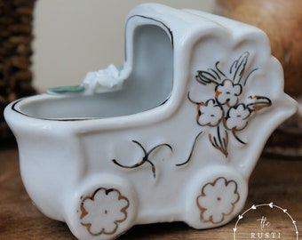 Vintage White and Gold Baby Planter
