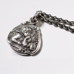 Sterling silver cherub necklace clearance