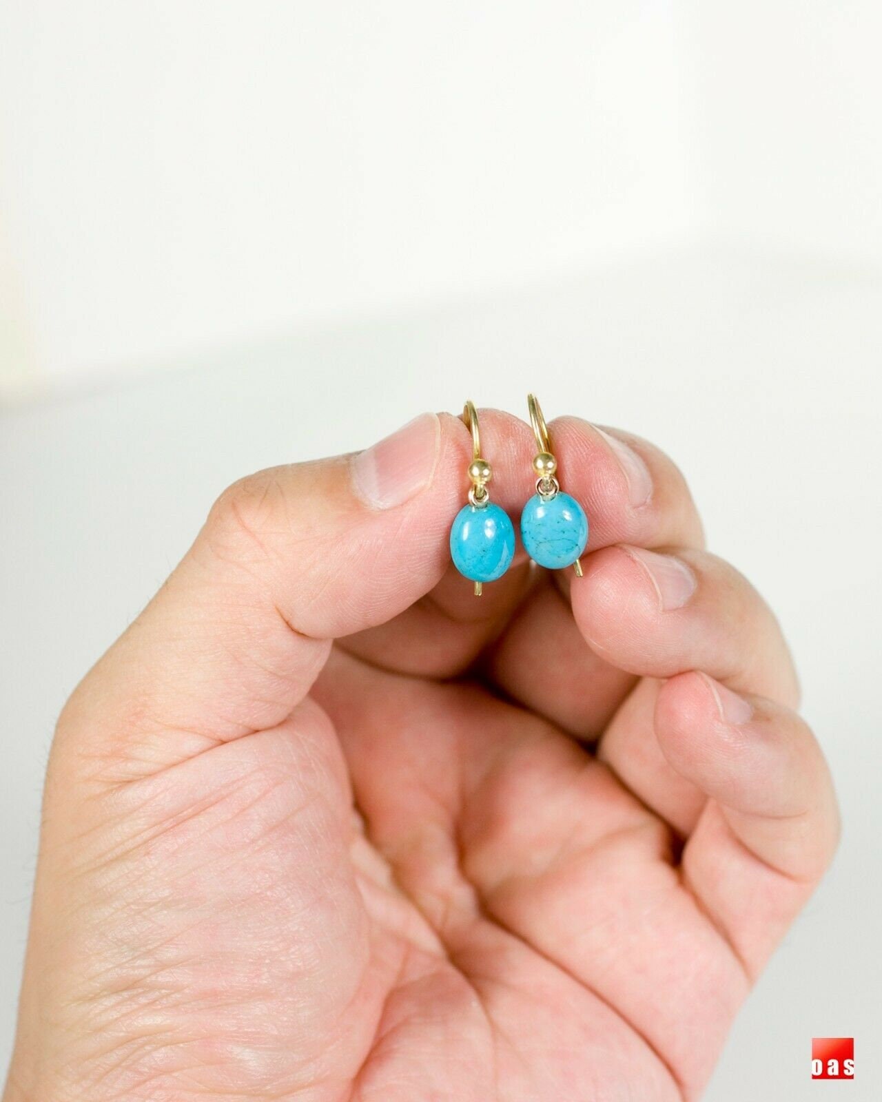 PETITE18K 14K Solid Gold Turquoise Earrings Turquoise Etsy