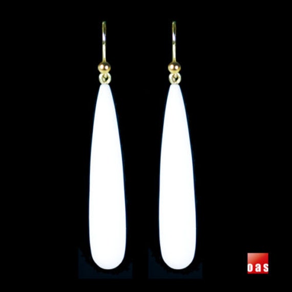 White Snow Jade Earrings, Snow Jade Drop Earrings, 18K Earrings, 14K Earrings, Solid Gold Earrings, Bridal Earrings, Gold Leverback Earrings