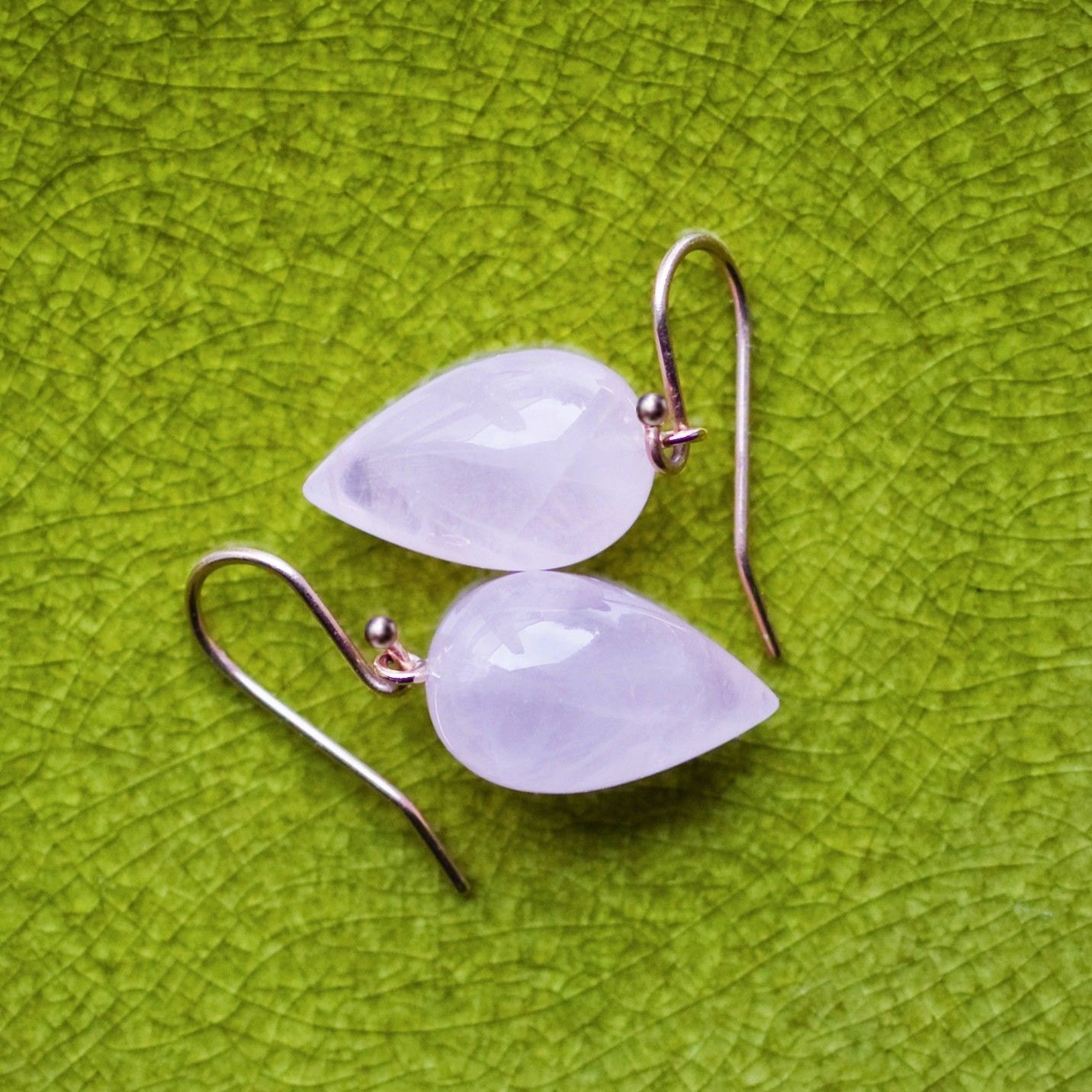 Solid Gold Rose Quartz Earrings 18K Rose Quartz Earrings 14K Etsy