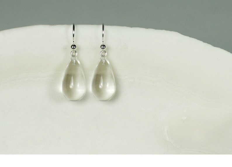 14K Quartz Earrings 925 Sterling Silver Earrings 14K White Gold Earrings Solid Gold Earrings Solid Gold Clear Quartz Earrings Bridal