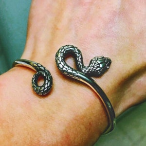 Adjustable Solid Silver Serpent Bracelet,  Sterling Silver Snake Bracelet, Silver Serpent Bangle, Silver Snake Bangle, Silver Serpent Cuff