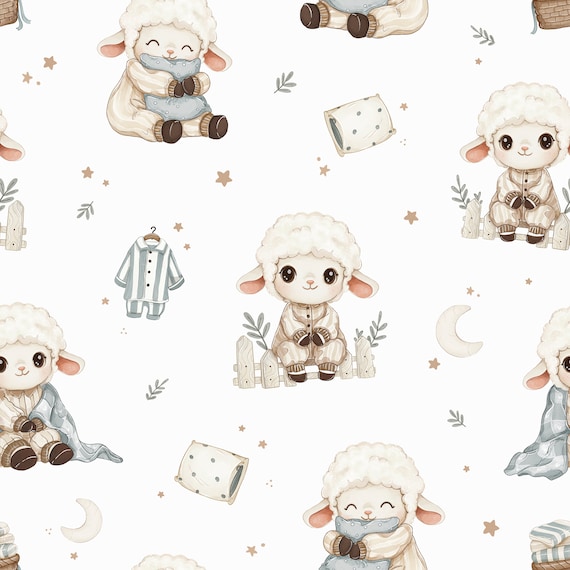Baby Cotton fabric Sheep Premium Cotton fabric by the Yard, Premium Cotton Fabric, digital print 160 cm wide
