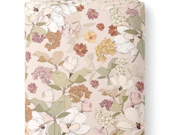 Tissu Magnolia Flowers Cotton Fabric Premium, Nursery, Premium Digital Print Cotton, pour couverture de bébé, matériel par cour