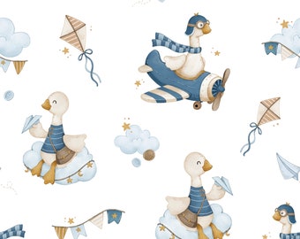 Goose Cotton fabric by the Yard, Premium Cotton Fabric, digital print 160 cm wide