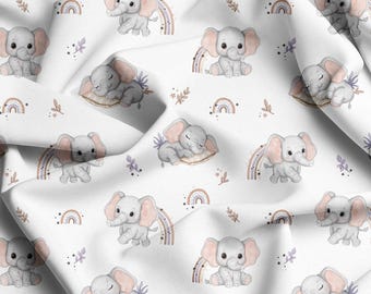 Elephant Cotton fabric by the Yard, Premium Cotton Fabric, digital print 160 cm wide
