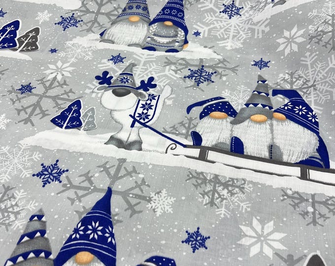 Fabric gnome with grey clothing ornament
