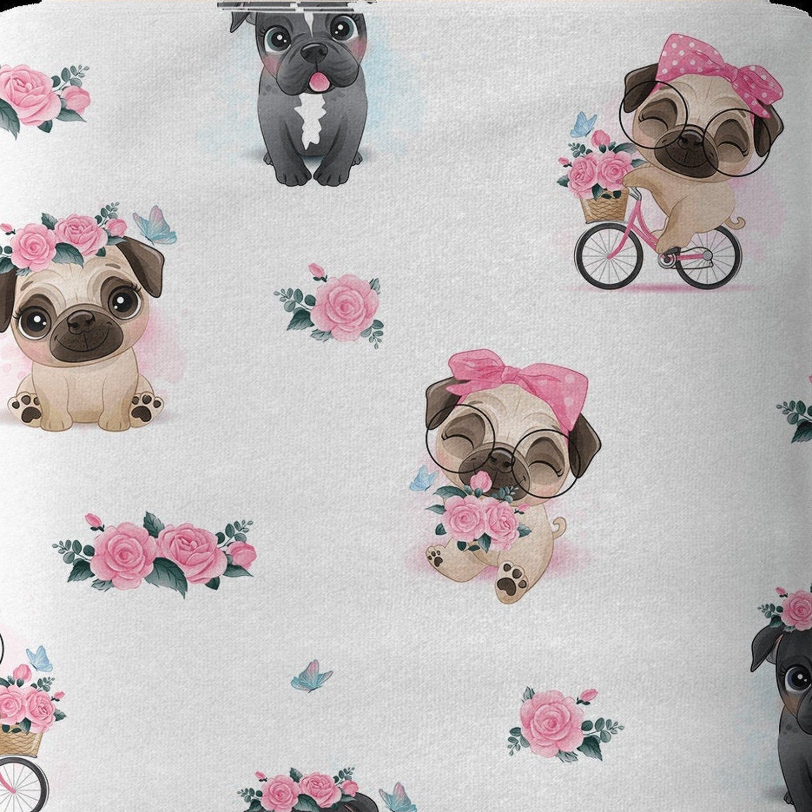 Cute French Bulldog Puppy Animals Cotton Fabric Premium Etsy