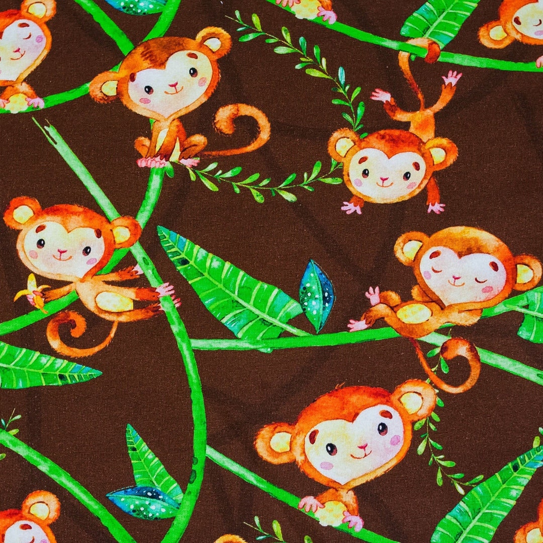 Monkey Cloth French Terry Fabric Monkeys Stretch Knit Fabric,digital Print, High ...