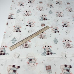 Baby Cotton fabric Sheep Premium Cotton fabric by the Yard, Premium Cotton Fabric, digital print 160 cm wide image 3