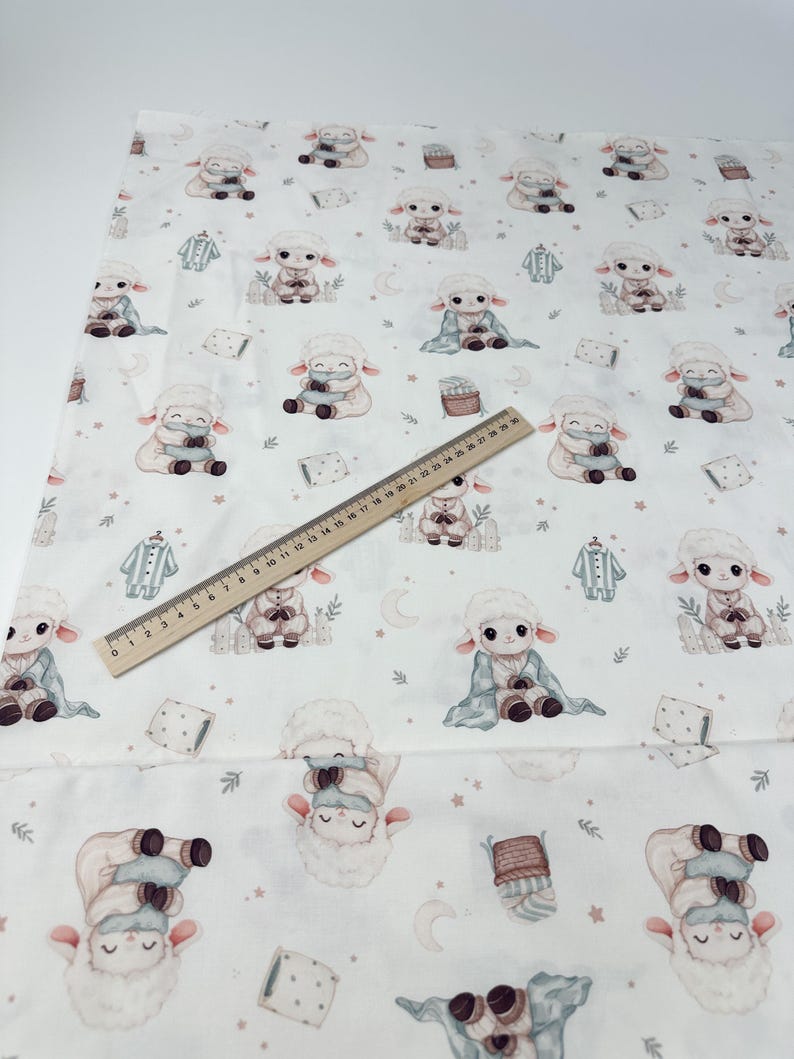 Baby Cotton fabric Sheep Premium Cotton fabric by the Yard, Premium Cotton Fabric, digital print 160 cm wide image 3