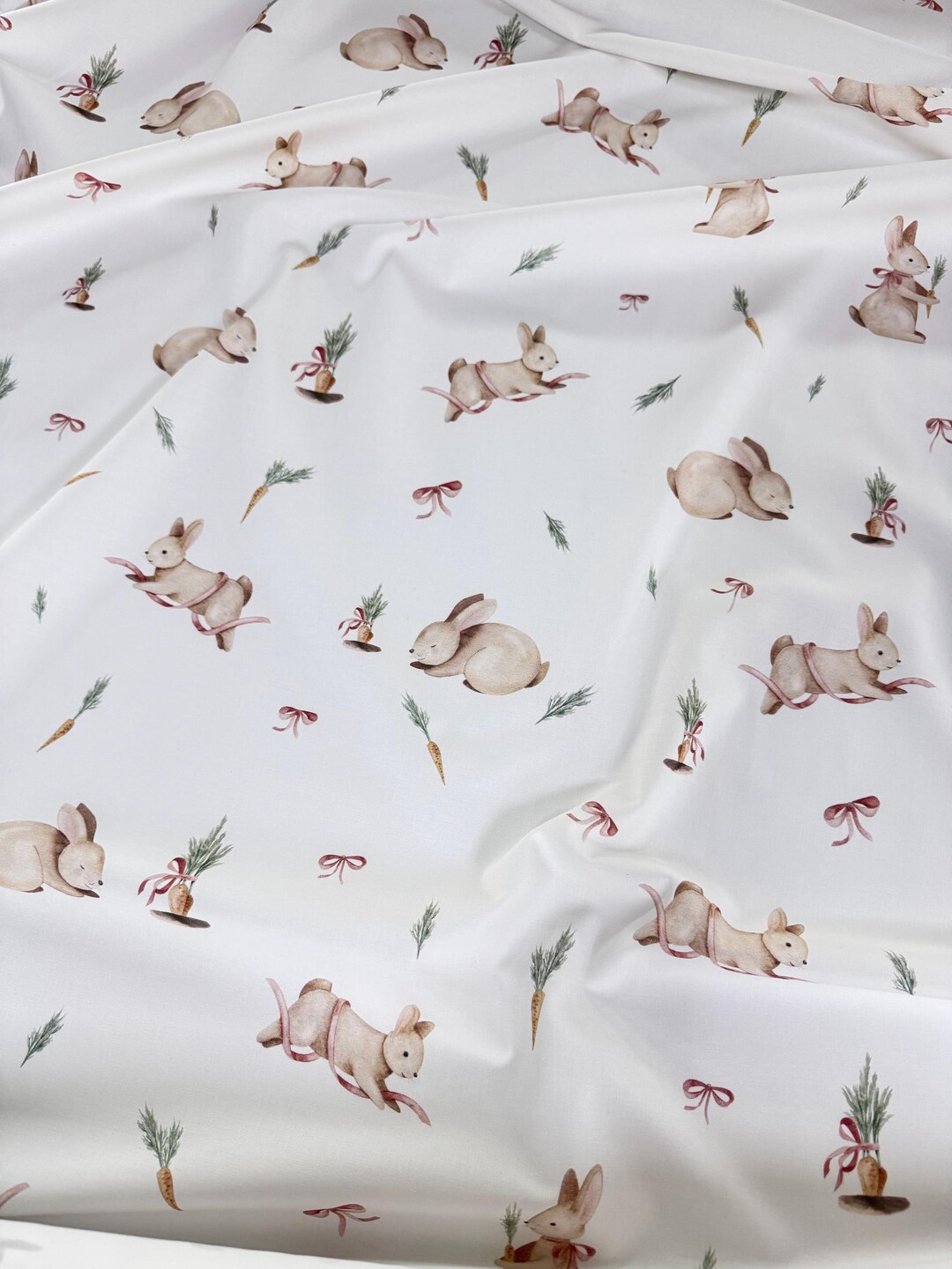 Bunny Cotton Fabric by the Yard, Premium Easter Cotton Fabric, Digital ...