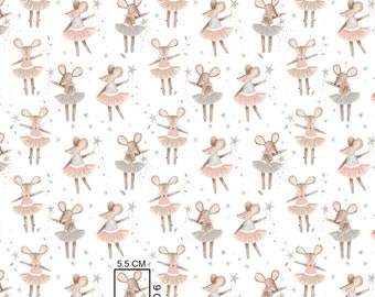 Mice Ballerinas Fabric Cotton Fabric quilting for nursery,blanket,fabric by the Yard, half yard, fabric fat quarter, HIGH QUALITY 62"158cm