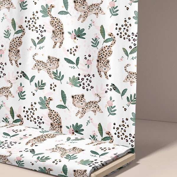 Cheetah Premium Cotton Fabric, Tropical Cotton, African animals Nursery, Premium Digital Print Cotton, for Baby Blanket,material by the yard