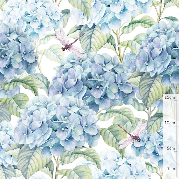 Flower Cotton Fabric Premium hydrangea, Nursery, Premium Digital Print Cotton, for Baby Blanket,material by the yard