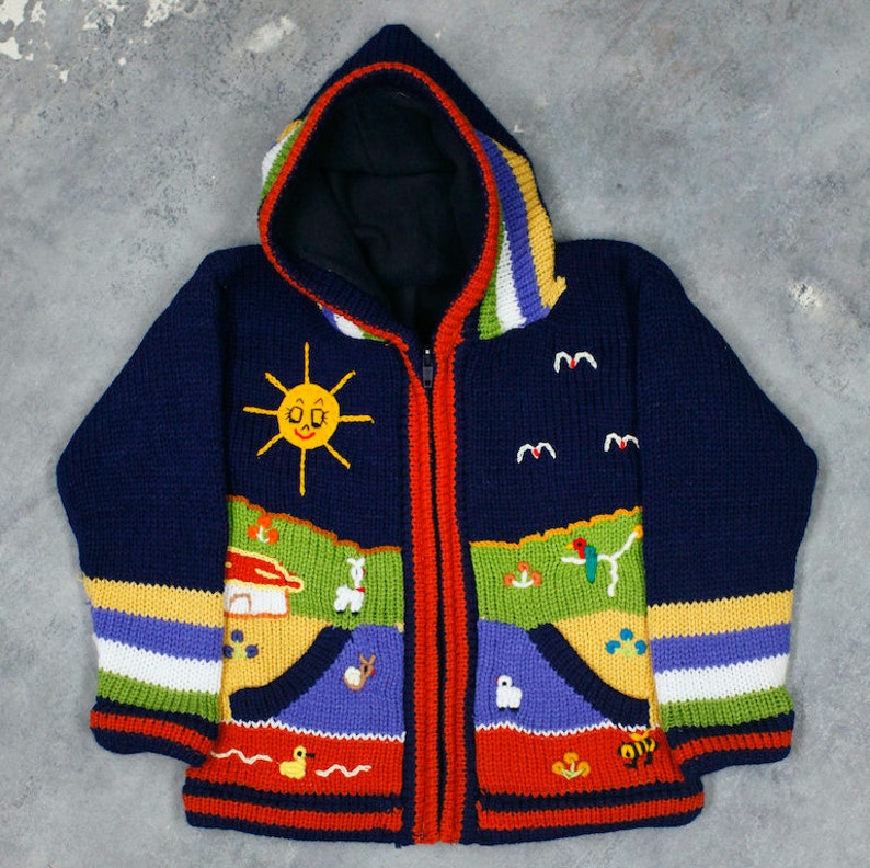 Embroidered Peruvian Winter Wool Cardigans/Jacket/Coat Etsy