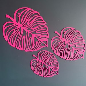 Juego de 3 hojas de Monstera para decoración de pared, decoración de pared de safari, decoración de guardería con hojas tropicales, arte de pared con hojas tropicales, decoración de pared de habitación de safari