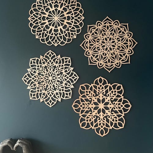 Nuevo arte de pared de mandala de 30 cm, mandala de madera, arte de pared geométrico, decoración de pared de mandala