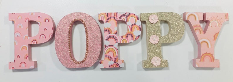 Wooden letters, girls wooden wall letters, wooden standing letters, 15cm wooden letters, wooden letters, christening gift, naming ceremony image 10