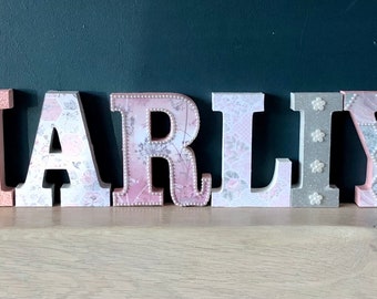 Pink Wooden letters, nursery wooden names, children's wooden names, personalised wooden freestanding names, pink nursery decor