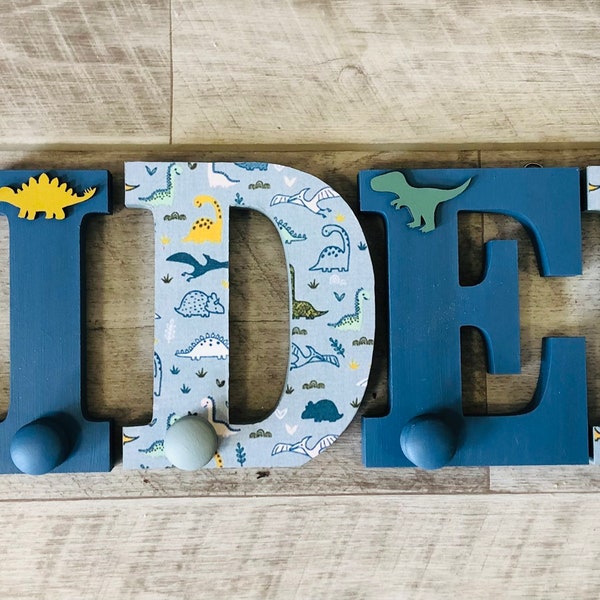 Wooden letters, boys wooden coat hooks, wooden wall letters, wooden coat hangers, 25cm wooden letters, christening gift