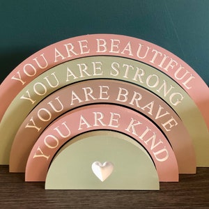 Arcoíris apilable, arcoíris de afirmación positiva, regalo de afirmación positiva, regalo de bautizo, arcoíris apilable personalizado, regalo para recién nacido