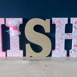 Wooden letters, girls wooden wall letters, wooden standing letters, 15cm wooden letters, wooden letters, christening gift, naming ceremony image 5