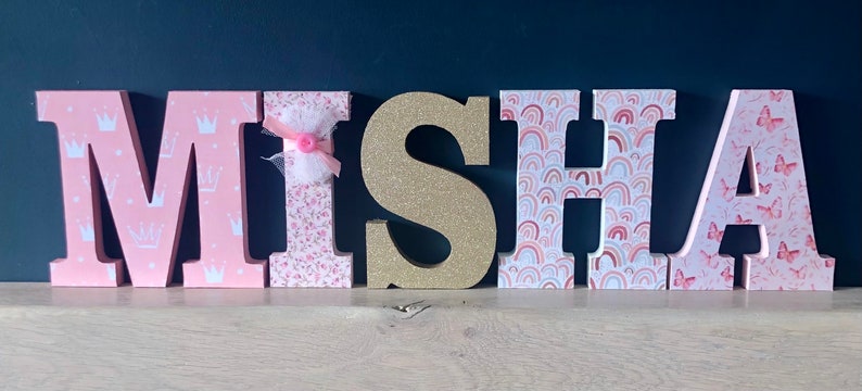 Wooden letters, girls wooden wall letters, wooden standing letters, 15cm wooden letters, wooden letters, christening gift, naming ceremony image 5