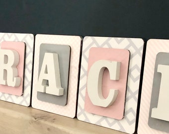 Girls wooden wall letters, girls wooden names, wooden nursery letters, personalised wall decor