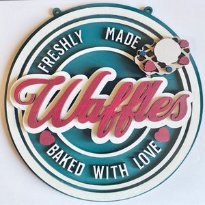 Waffles sign, retro waffles sign, waffles shop sign, playroom sign, new home gift, retro gift