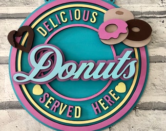 Donut sign, retro donut sign, donut shop sign, playroom sign, play food sign, new home gift, retro gift