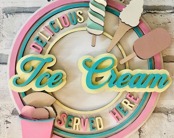 Ice cream sign, retro ice cream sign, ice cream shop sign, playroom sign, new home gift, retro gift