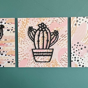 Cactus geométrico de madera, colgante de pared de madera de cactus, arte de pared geométrico, decoración de guardería de cactus, regalo para bebé recién nacido