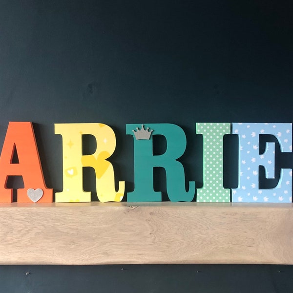 Wooden Rainbow Letters Etsy
