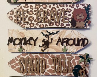 Safari wall sign, Wooden plaques for wall, safari themed wall decor, jungle wall decor, wooden wall plaque, safari direction sign
