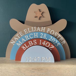 Sombrero de vaquero apilable personalizado, sombrero de vaquero arcoíris grabado, sombrero de vaquero apilable, regalo para recién nacido