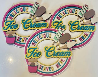 Ice cream sign, retro ice cream sign, ice cream shop sign, playroom sign, new home gift, retro gift
