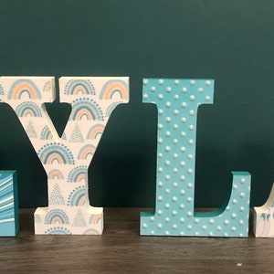 Wooden letters, girls wooden wall letters, wooden standing letters, 15cm wooden letters, wooden letters, christening gift, naming ceremony image 3