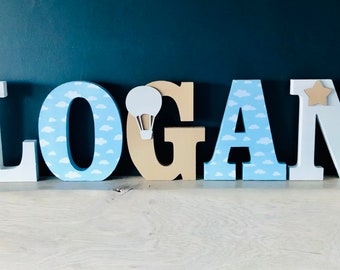 Wooden letters, boys shelf letters, nursery decor, 20cm wooden letters, nursery wooden letters, christening gift, naming ceremony gift