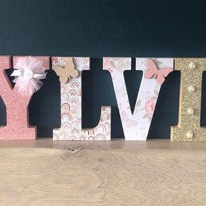 Wooden letters, girls wooden wall letters, wooden standing letters, 15cm wooden letters, wooden letters, christening gift, naming ceremony image 2