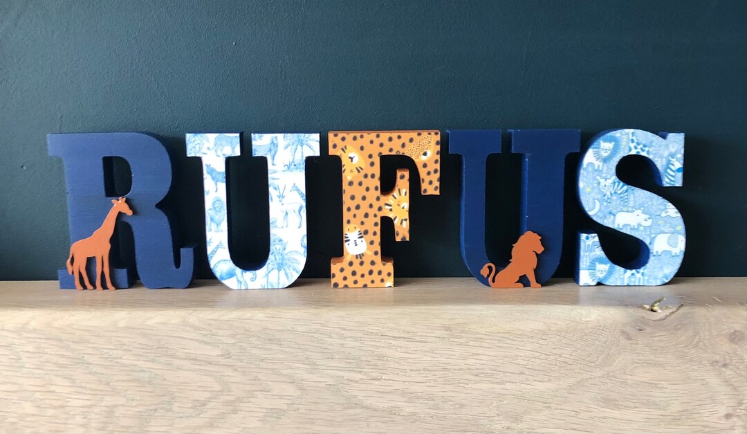 Blue Wooden Letters Freestanding Letters Blue Nursery Decor. Etsy