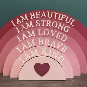 Stapeln Regenbogen, positive Affirmation Regenbogen, positive Affirmation Geschenk, Taufe Geschenk, personalisierte Stapeln Regenbogen, neues Baby Geschenk
