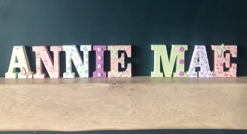 Wooden letters, girls wooden wall letters, wooden standing letters, 15cm wooden letters, wooden letters, christening gift, naming ceremony image 8