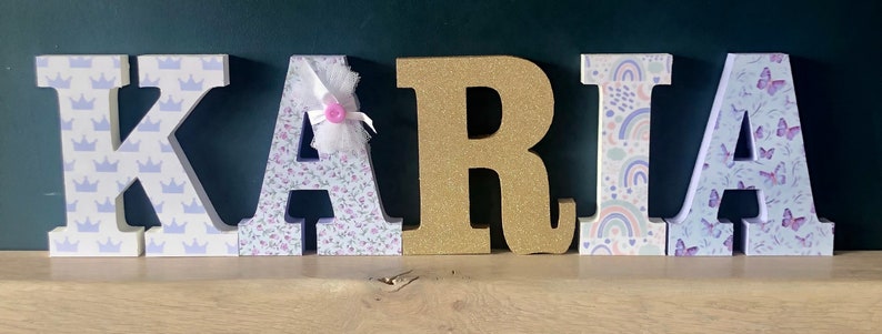 Wooden letters, girls wooden wall letters, wooden standing letters, 15cm wooden letters, wooden letters, christening gift, naming ceremony image 6