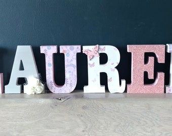 Wooden letters, girls wooden wall letters, wooden standing letters, 15cm wooden letters, wooden letters, christening gift, naming ceremony