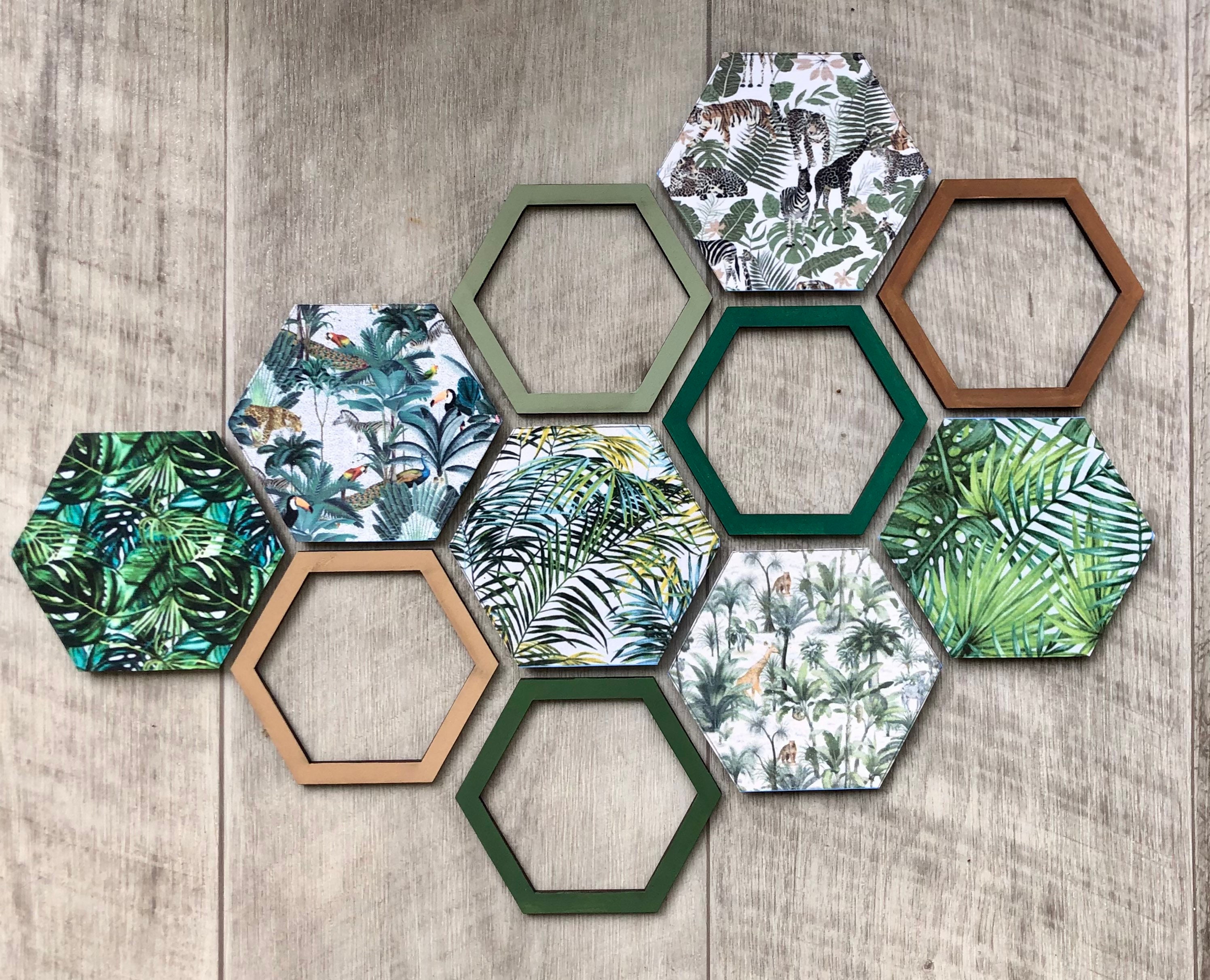 Décoration murale hexagonale en bois, sculpture géométrique, panneaux en  nid d'abeille, mosaïque unique, hexagones inachevés en MDF (10) :  : Cuisine et Maison