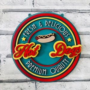 Hot dog sign, retro hot dog sign, playroom sign, hot dog shop sign, new home gift, retro gift