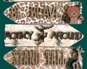 Wooden plaques for wall, boys safari wooden wall hanging, girls safari wall decor, wooden direction sign, safari wall plaque, new baby gift