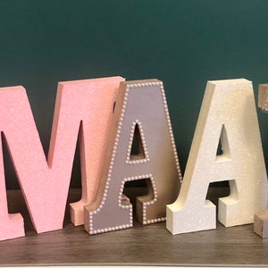 Wooden letters, girls wooden wall letters, wooden standing letters, 15cm wooden letters, wooden letters, christening gift, naming ceremony image 4